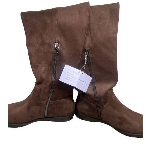 Aerosoles Women's Brown Suede Knee-High Boots Lewes 10.5M With Zipper Closure NW - Picture 7 of 10